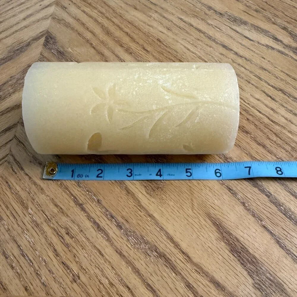 Set of 2 Pier 1 Imports Dragonfly Floral Etched Decorative Pillar Candles